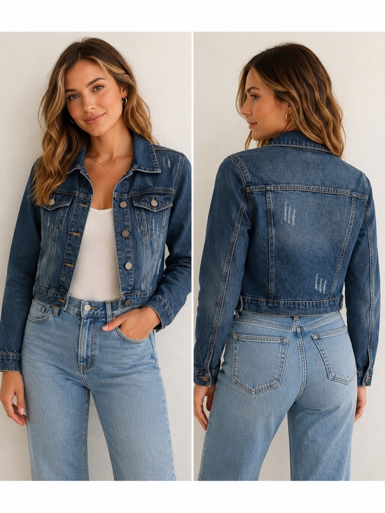 Vintage Jackets & Blazers - Vintage Distressed Cropped Cute Denim Jacket ♥️